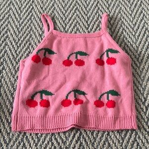Cherry Pattern Sweater Tank Top